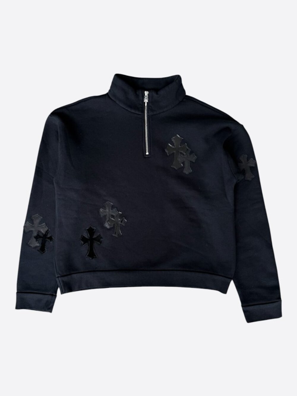 Chrome Hearts Black Cross Patch Quarter Zip Sweater